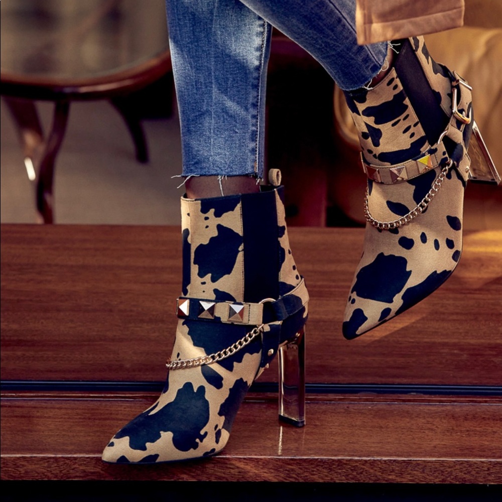 Stiletto Ankle Vegan Leather Boots Hot! Size 8 only